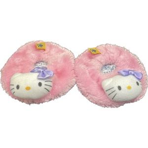 Build A Bear Sanrio Hello Kitty Slippers Pink Fuzzy House Teddy Shoes Purple Bow